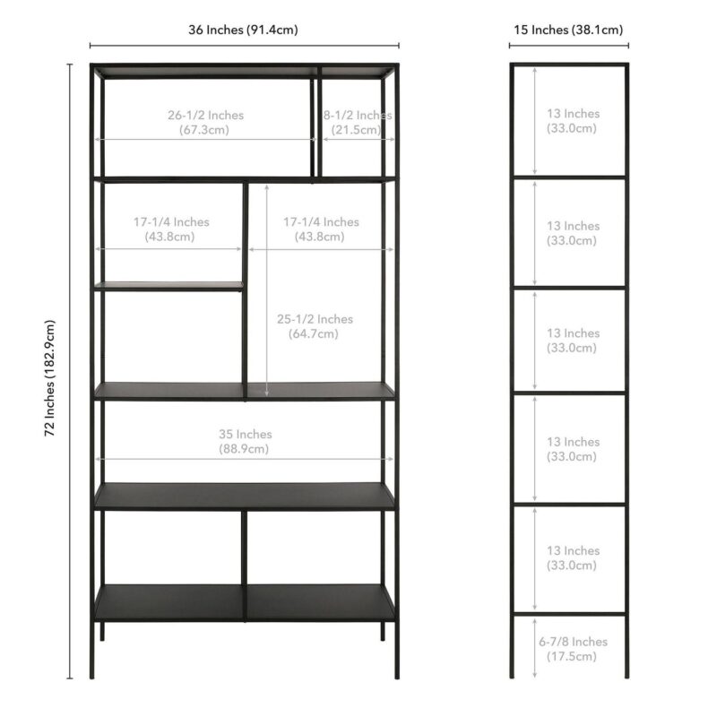 Evelyn&Zoe Winthrop 72  Tall Rectangular Bookcase, Blackened Bronze - Image 5