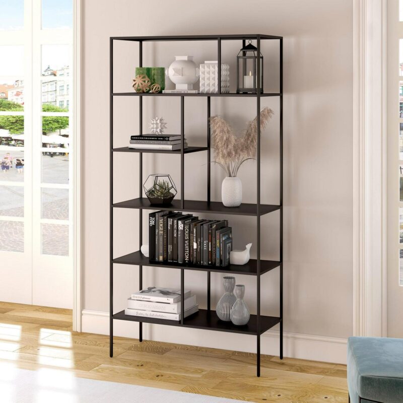 Evelyn&Zoe Winthrop 72  Tall Rectangular Bookcase, Blackened Bronze - Image 6