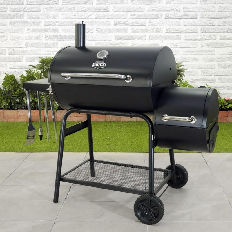 Expert Grill 28  Charcoal Offset Smoker Grill with Side Firebox, Black, New - Image 14