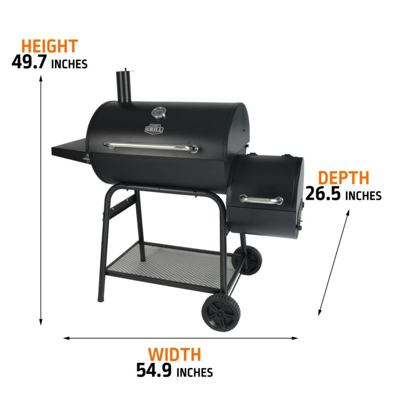 Expert Grill 28  Charcoal Offset Smoker Grill with Side Firebox, Black, New - Image 13