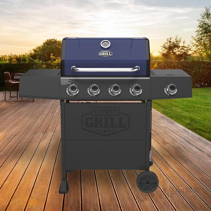 Expert Grill 4 Burner with Side Burner Propane Gas Grill in Blue - Image 4