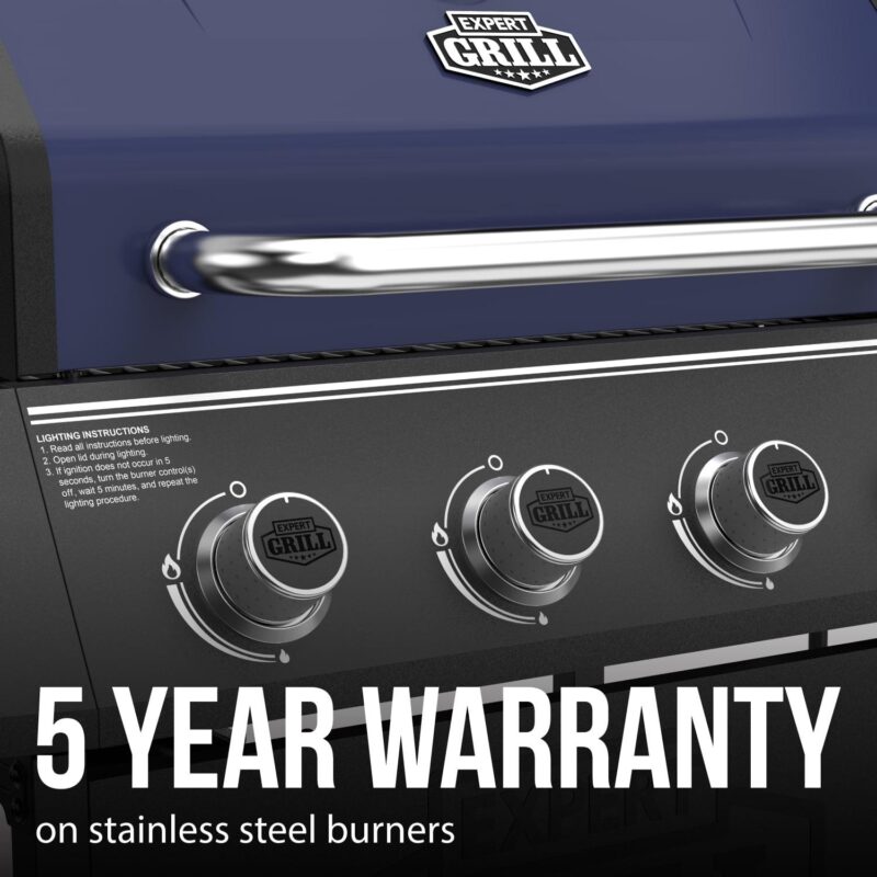 Expert Grill 4 Burner with Side Burner Propane Gas Grill in Blue - Image 11