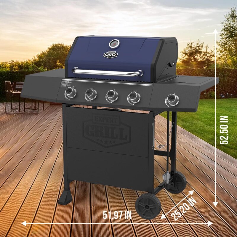 Expert Grill 4 Burner with Side Burner Propane Gas Grill in Blue - Image 3
