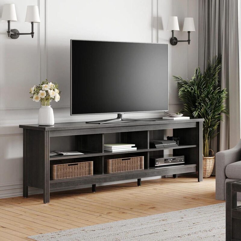 FITUEYES 70  TV Stands for TVs Up to 75 Inch, Entertainment Center TV Console for Living Room and Bedroom, Black