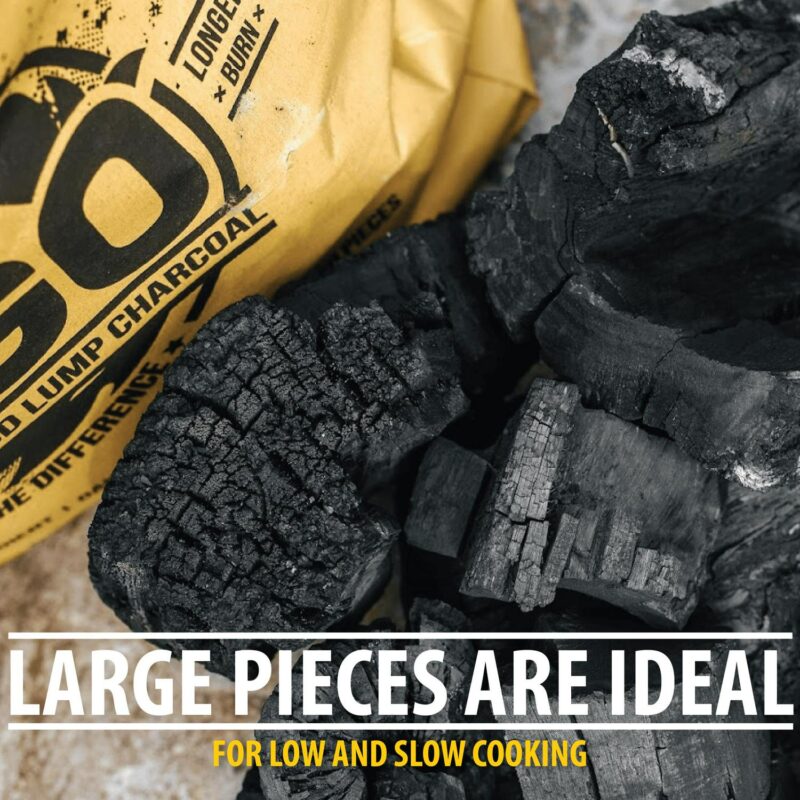 FOGO Super Premium Hardwood Lump Charcoal, Natural, Large Sized Lump Charcoal for Grilling and Smoking, Restaurant Quality, 17.6 Pound Bag, 2-Pack - Image 3