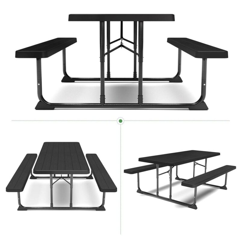 Fenbeli 6-Foot Outdoor Folding Picnic Table, Black - Image 12