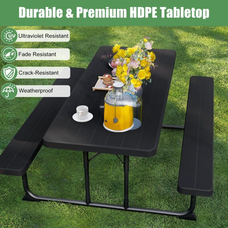 Fenbeli 6-Foot Outdoor Folding Picnic Table, Black - Image 13