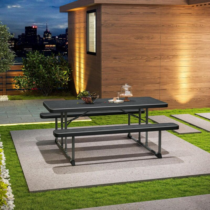 Fenbeli 6ft Outdoor Picnic Table with Benches Folding Picnic Table Set for Camping, BBQ, and Patio Use, Black - Image 6