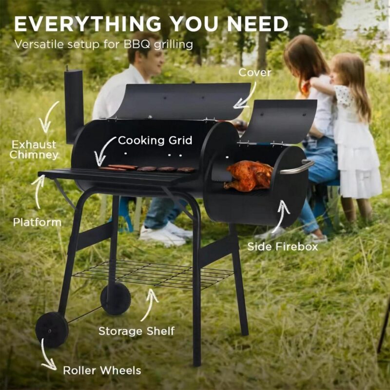 Fenbeli Portable BBQ Charcoal Grill with Cover, Black - Image 2