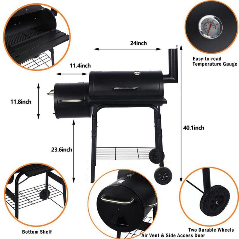 Fenbeli Portable BBQ Charcoal Grill with Cover, Black - Image 3