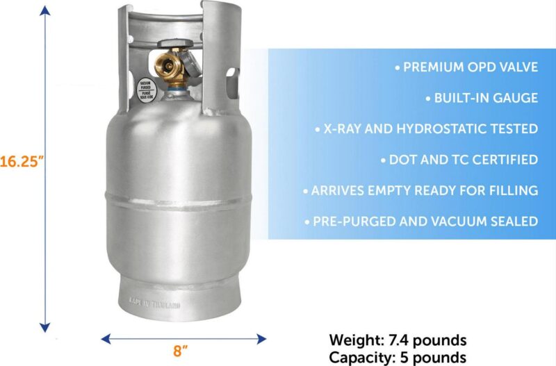 Flame King 5LB Aluminum Propane Tank with Gauge and OPD Valve, Corrosion-Resistant and Rust-Free - Image 4