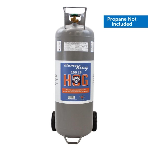 Flame King Horizontal and Vertical Propane Tank, LP Propane Cylinder with Dolly Cart Wheels, 100 lbs