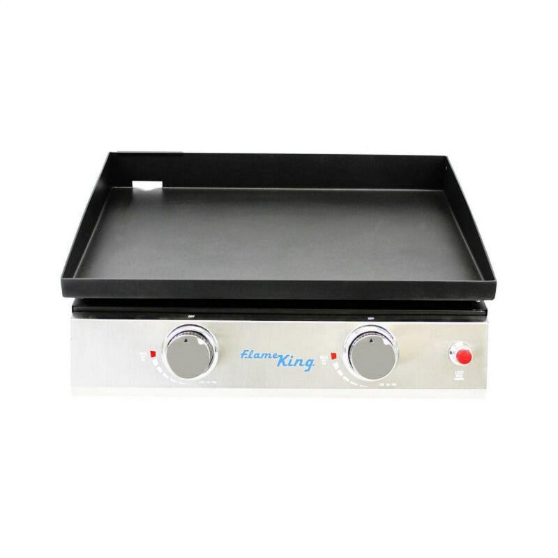 Flame King Portable Tabletop Propane Griddle Grill for Outdoor Cooking, Cast Iron, 2-Burner - Image 6