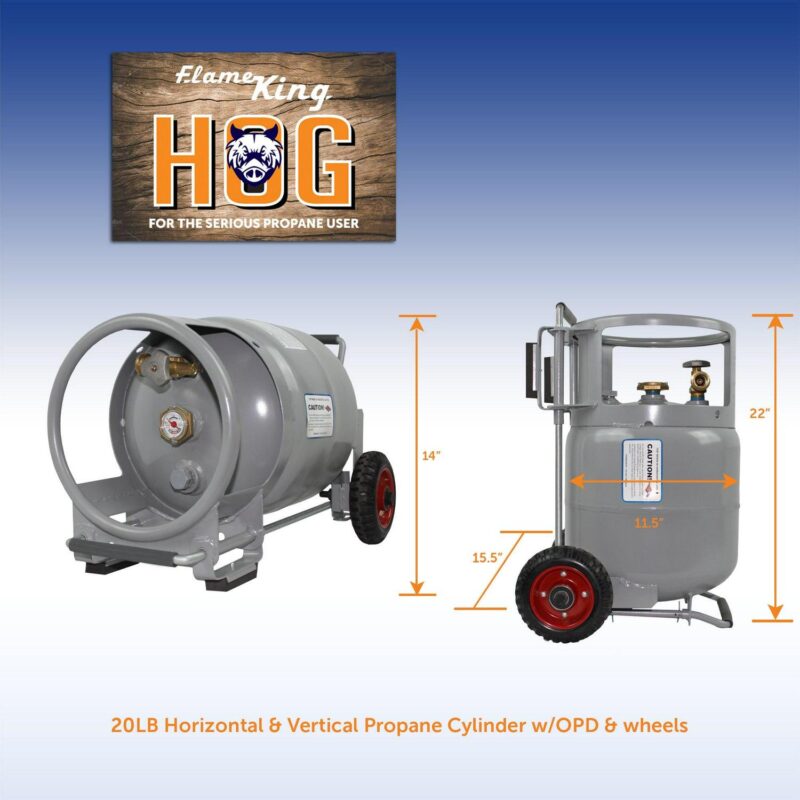 Flame King YSN20HOG Horizontal and Vertical Propane Cylinder with Premium OPD and Built-in Gauge, Gray - Image 3