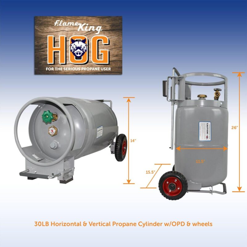 Flame King YSN30HOG Horizontal and Vertical Propane Cylinder with Premium OPD and Built-in Gauge, Gray - Image 3