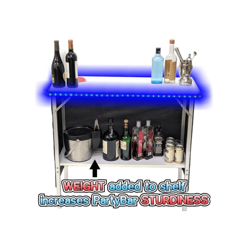 Folding Portable Party Bar with Patented Multi-Color LED Lights, Storage Shelf, Carrying Bag, and 2 Skirts (40  L x 36  H) - Single - Image 2