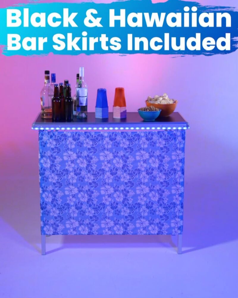 Folding Portable Party Bar with Patented Multi-Color LED Lights, Storage Shelf, Carrying Bag, and 2 Skirts (40  L x 36  H) - Single - Image 6