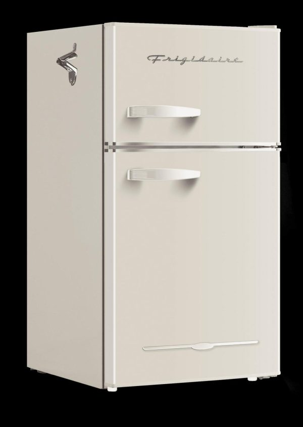 Frigidaire, 3.1 Cu. Ft. 2 Door Retro Compact Refrigerator , Built-In Side Bottle Opener, Cream