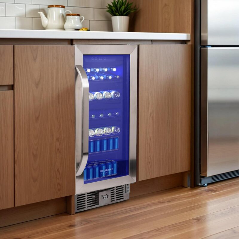 Frigidaire Gallery 15  Beverage Refrigerator with Glass Door, Holds 115 Cans or 30 Bottles, Built in or Freestanding Under Counter Beverage Fridge with LED Light - Image 5
