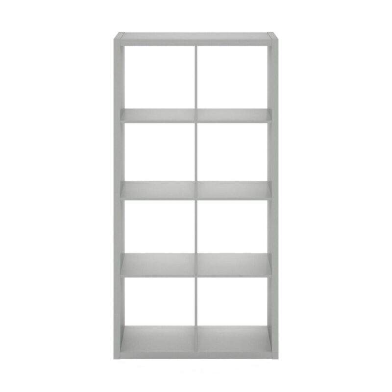 Furinno Cubicle Open Back Decorative Cube Storage Organizer, 8-Cube, Light Grey - Image 3