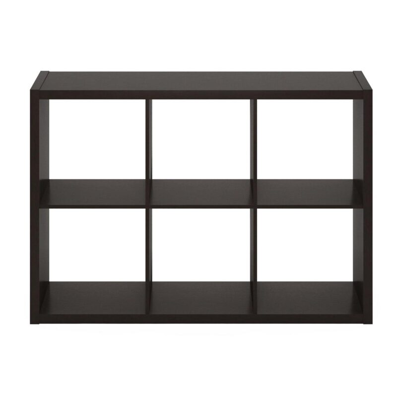 Furinno Cubicle Open Back Decorative Cube Storage Organizer, 6-Cube, Dark Oak - Image 3