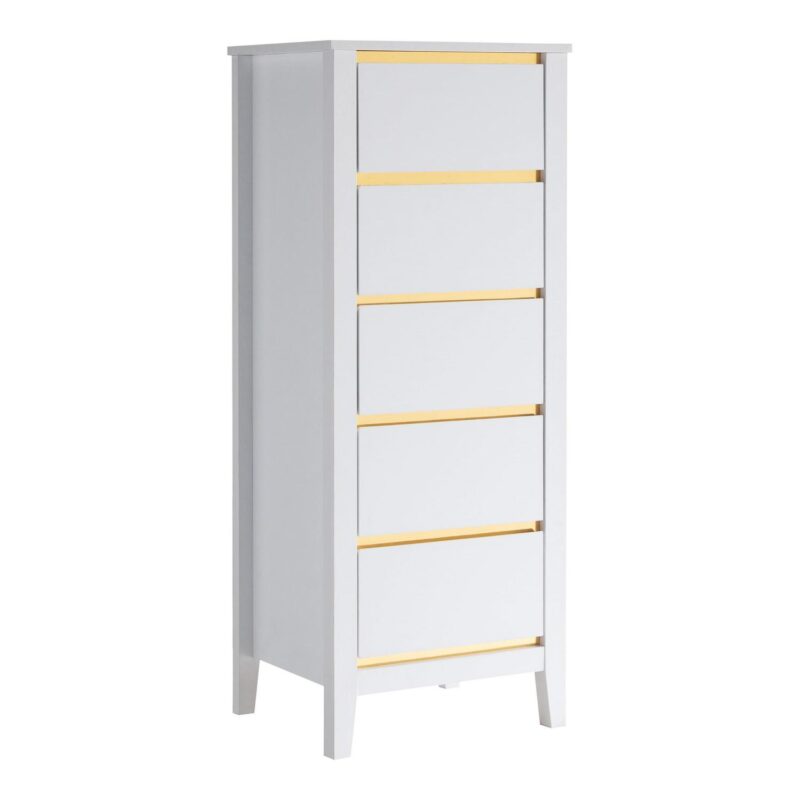 Furniture of America Laine Adult Modern 5-Drawer Wood Tall Vertical Dresser, White - Image 3