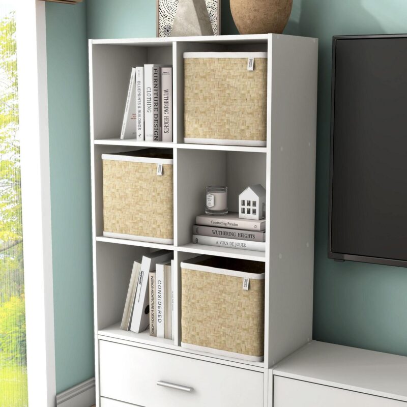 Furniture of America Brooks Stackable 6-Cube Wood White Bookcase - Image 11