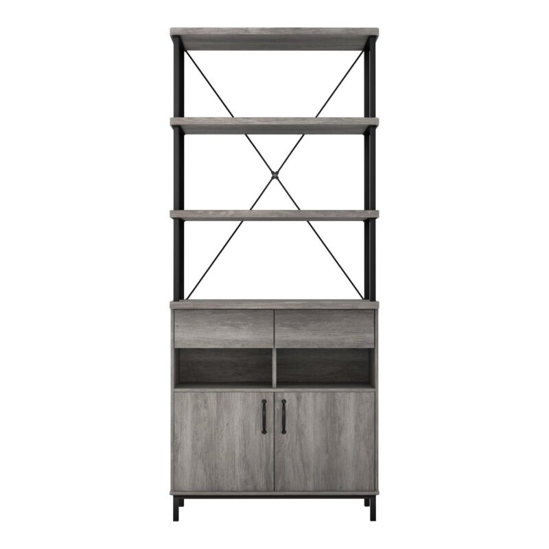 Furniture of America Brix LibrerA-a para Adultos de Madera con MAoltiples Almacenamientos Roble Gris Vintage - Image 2