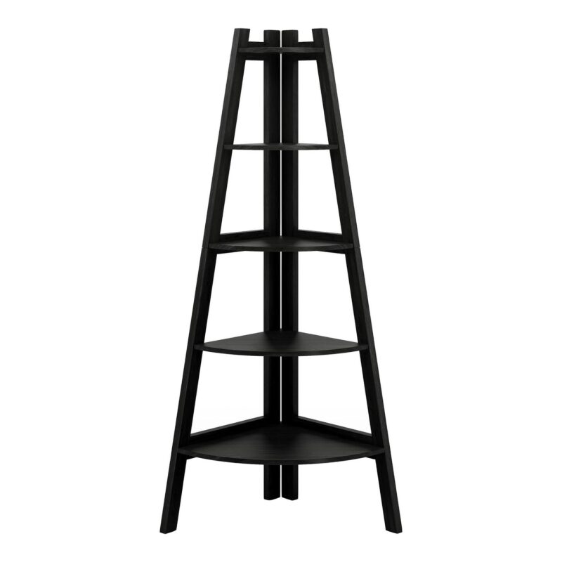 Furniture of America Reno Adult Modern 5-Shelf Corner Bookcase, Black - Image 2