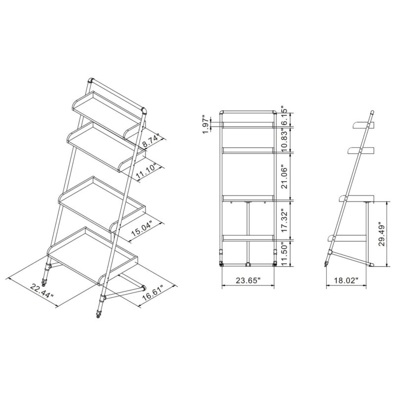 Furniture of America Annders 4-Tier Display Shelf, Gray Oak - Image 5