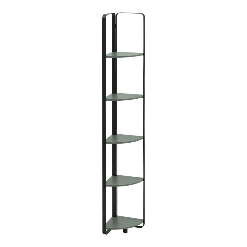 Furniture of America Kono Adult Contemporary 5-Shelf Corner Bookcase, Sage Green - Image 3