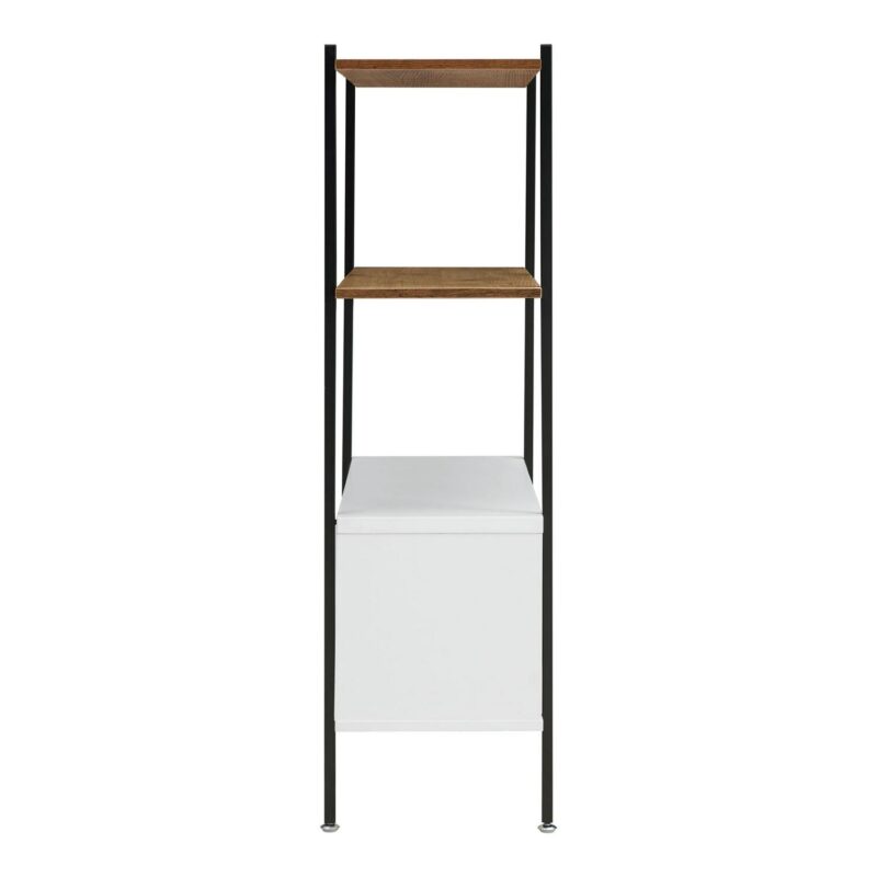 Furniture of America Trist Transitional 3-Shelf Bookcase with Sliding Doors, White and Oak - Image 6