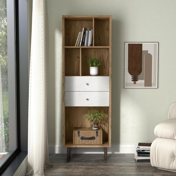Furniture of America Nye Mid-Century Modern 5-Shelf Standard Bookcase with Light Oak