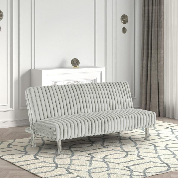 Furniture of America Wuntly Convertible Chenille Futon Sofa Daybeds up to 500 lbs, Light Gray