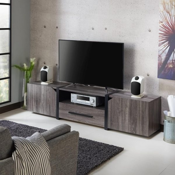 Furniture of America Clipe TV Stand for TVs up to 85 , Distressed Gray