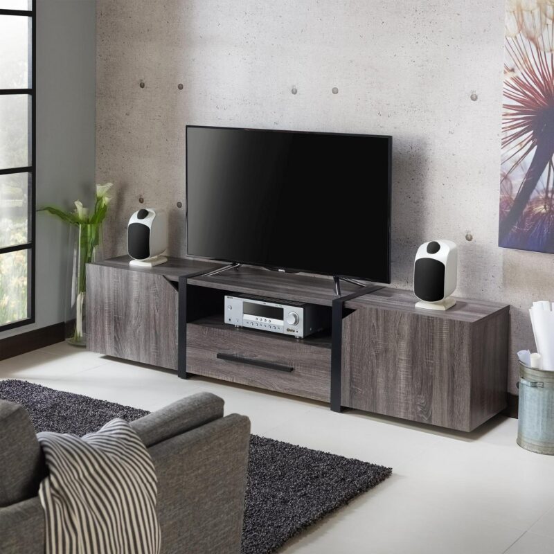Furniture of America Clipe TV Stand for TVs up to 85 , Distressed Gray