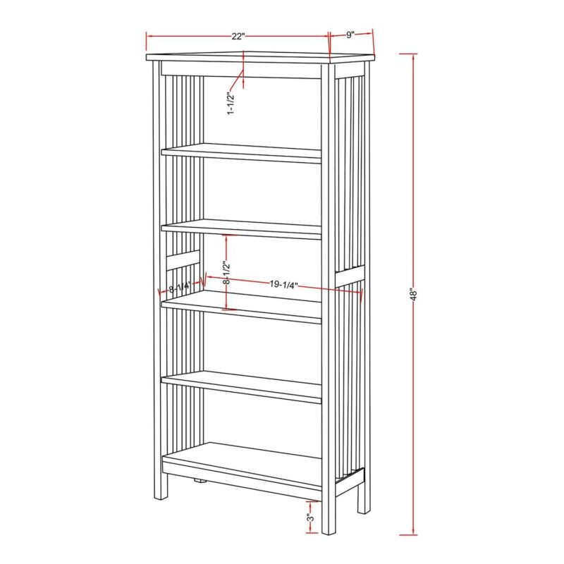 Furniture of America Aziz 5-Shelf Bookcase, Antique Oak - Image 11