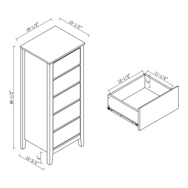 Furniture of America Laine Adult Modern 5-Drawer Wood Tall Vertical Dresser, White - Image 6
