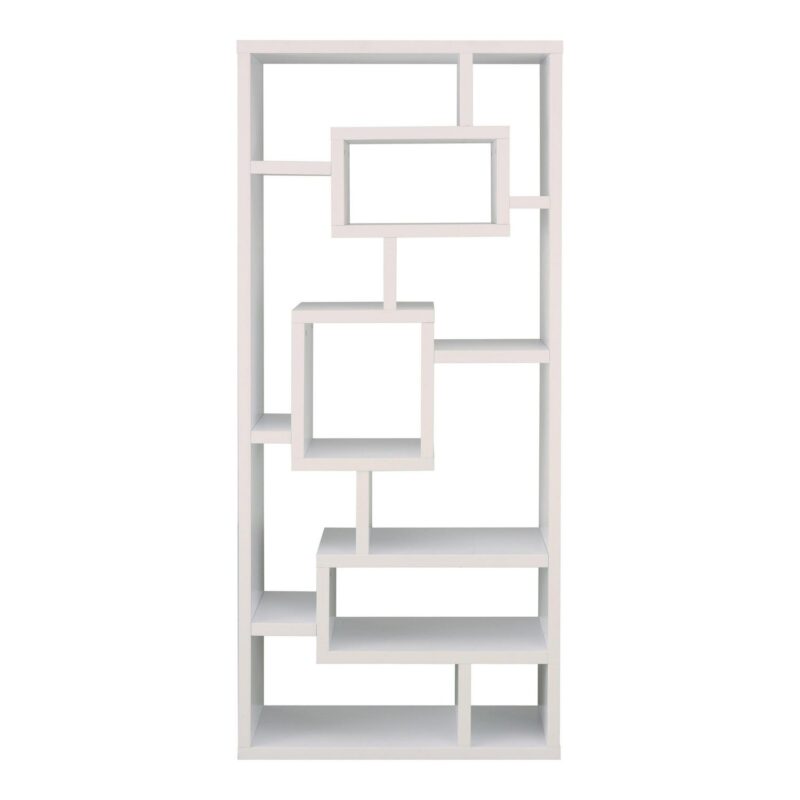 Furniture of America Aix Modern 16-Shelf Geometric Bookcase, White - Image 3