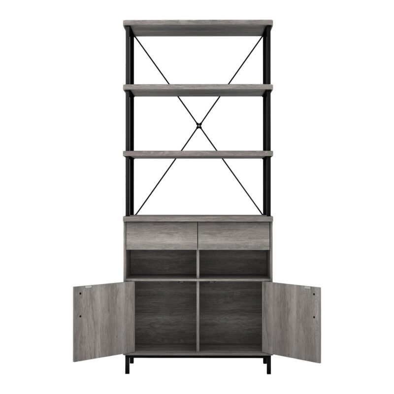 Furniture of America Brix LibrerA-a para Adultos de Madera con MAoltiples Almacenamientos Roble Gris Vintage - Image 6