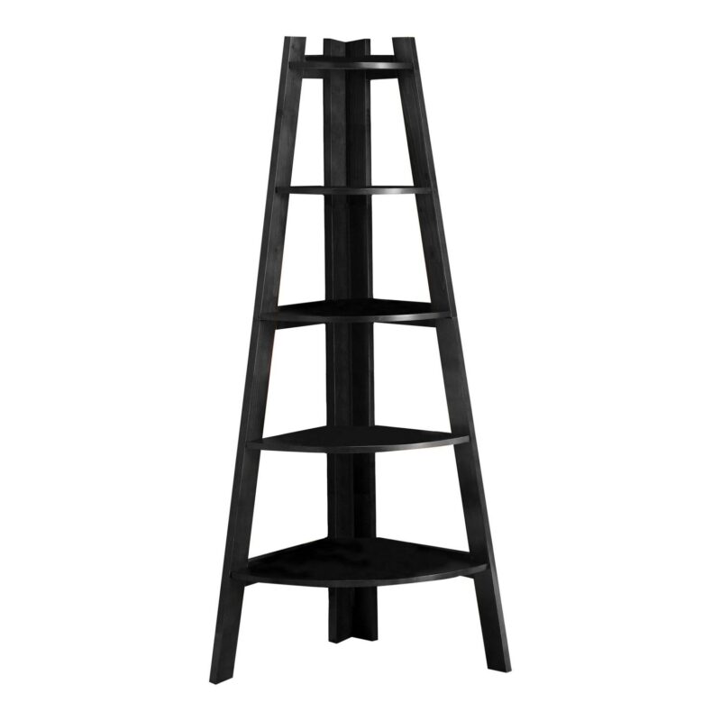 Furniture of America Reno Adult Modern 5-Shelf Corner Bookcase, Black - Image 3