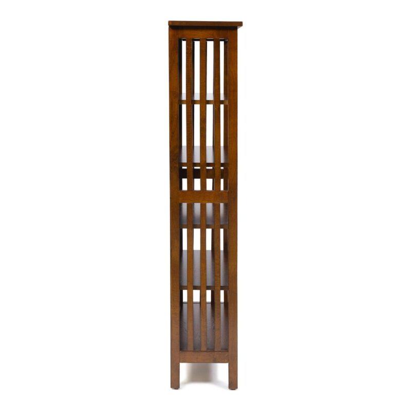 Furniture of America Aziz 5-Shelf Bookcase, Antique Oak - Image 5