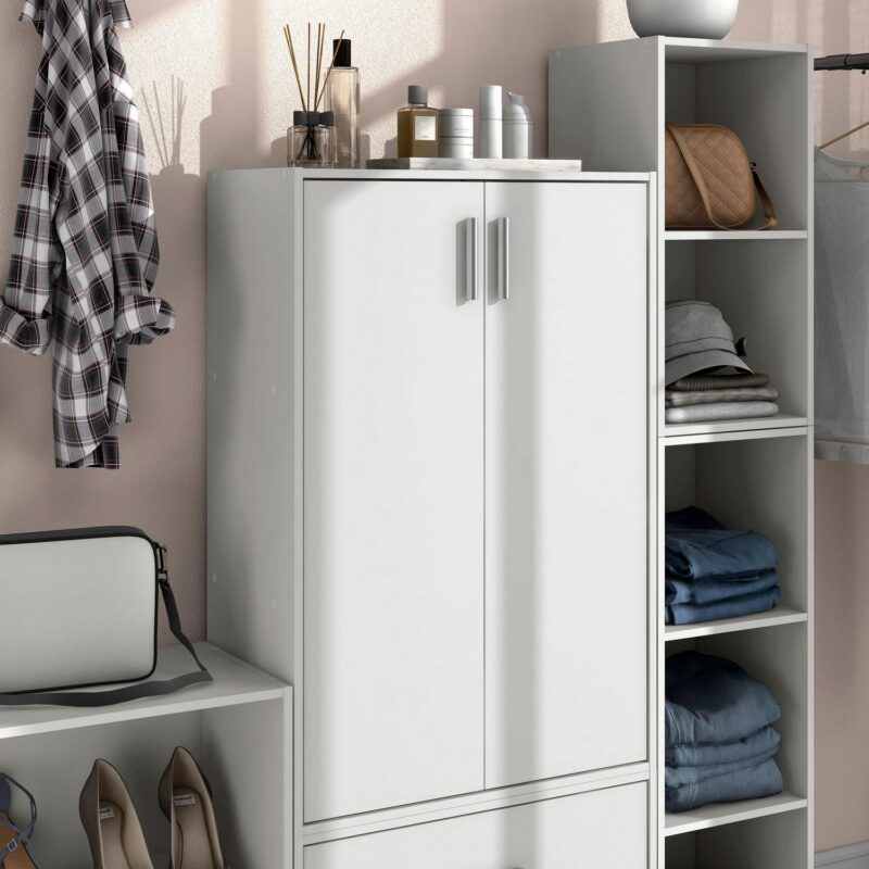 Furniture of America Brooks Stackable 3-Tier Wood White Cabinet with Door - Image 7