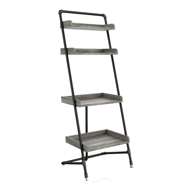 Furniture of America Annders 4-Tier Display Shelf, Gray Oak - Image 4