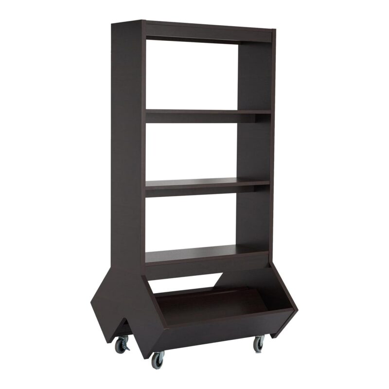 Furniture of America Lopher Bookcase with Casters, Espresso - Image 4
