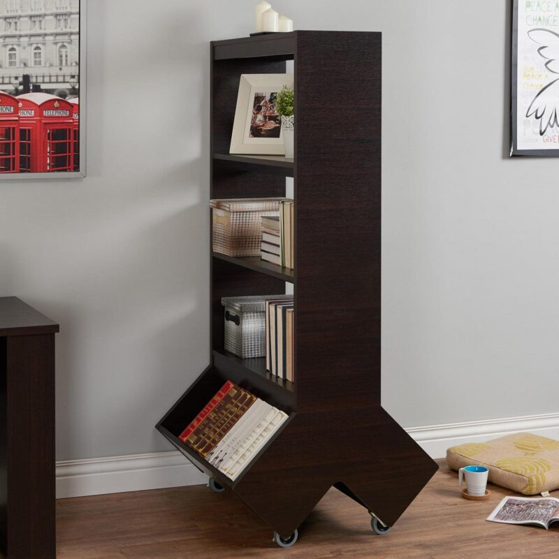 Furniture of America Lopher Bookcase with Casters, Espresso - Image 3