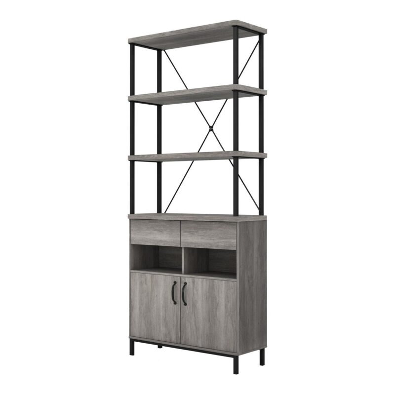Furniture of America Brix LibrerA-a para Adultos de Madera con MAoltiples Almacenamientos Roble Gris Vintage - Image 3