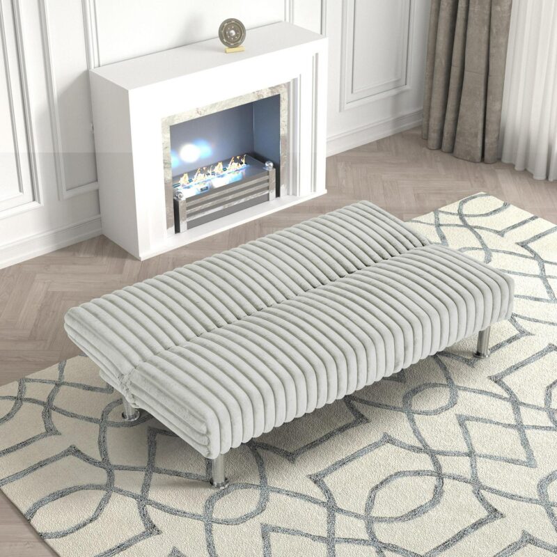 Furniture of America Wuntly Convertible Chenille Futon Sofa Daybeds up to 500 lbs, Light Gray - Image 3