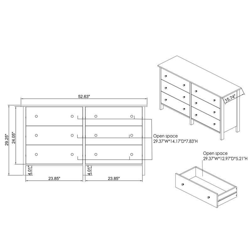 Furniture of America Gabriel 6-Drawer Dresser, White - Image 10