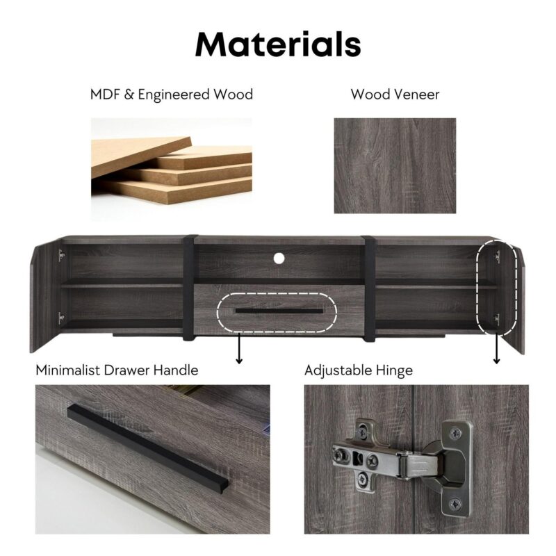 Furniture of America Clipe TV Stand for TVs up to 85 , Distressed Gray - Image 10